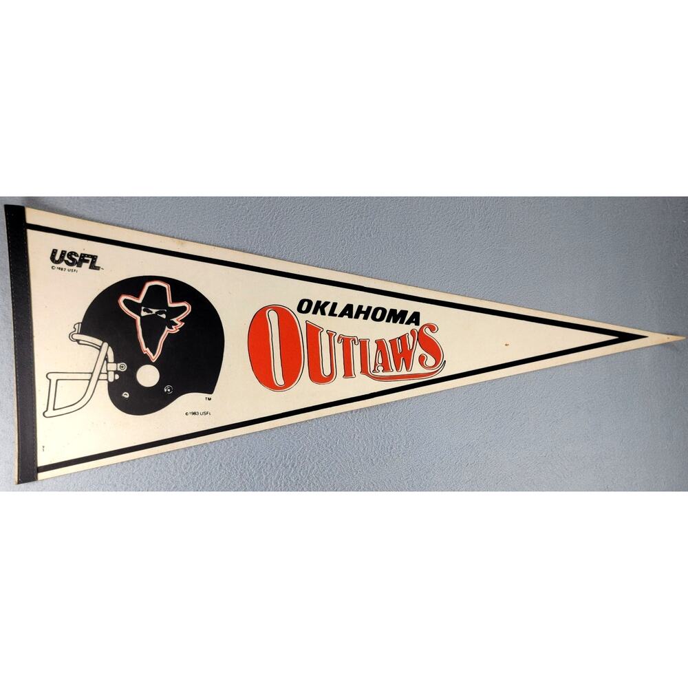 Vintage Oklahoma Outlaws USFL Football Pennant Rare